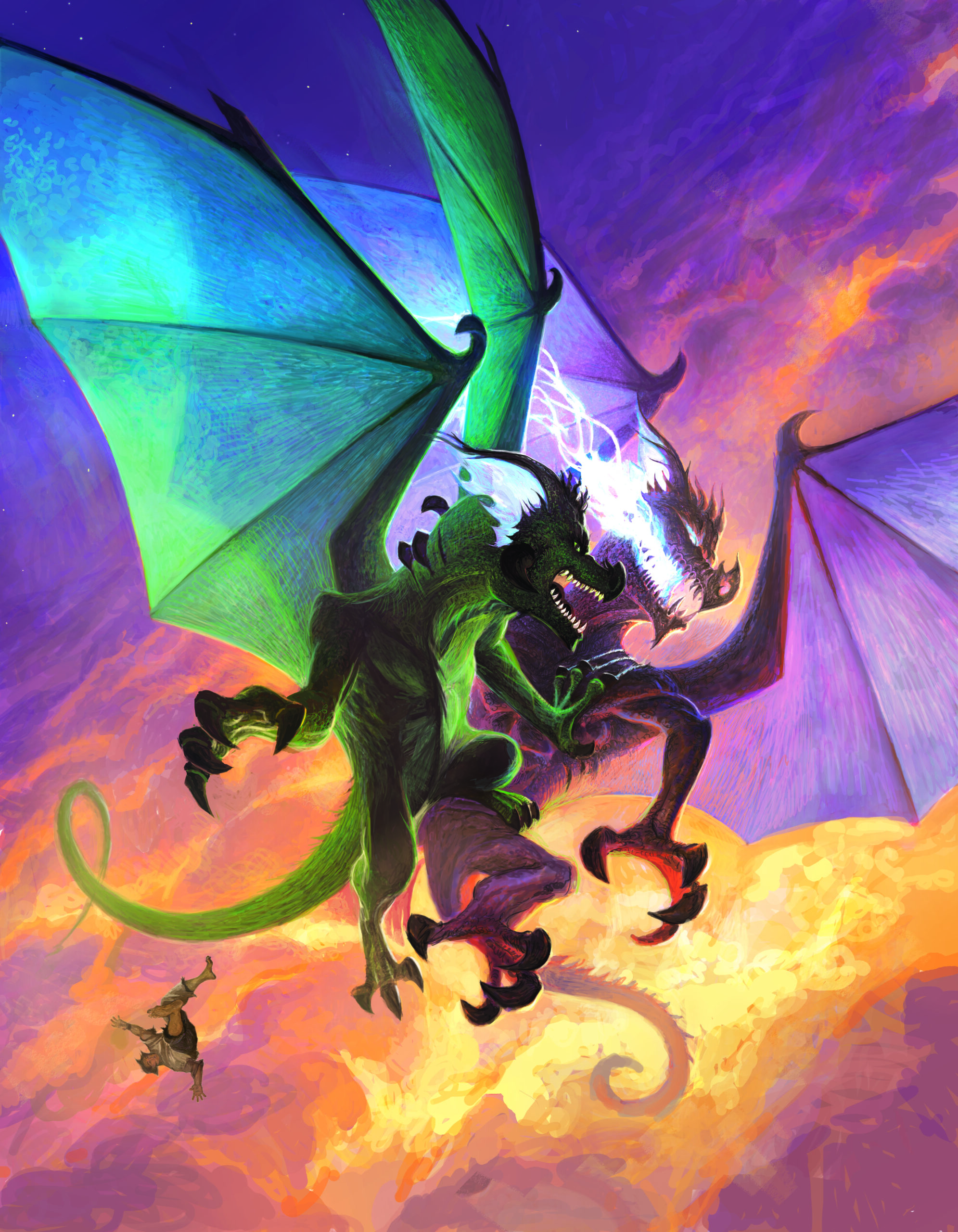The Ultimate Battle for Avalon: High in the stars, Basilgarrad fights the immortal Rhita Rawr