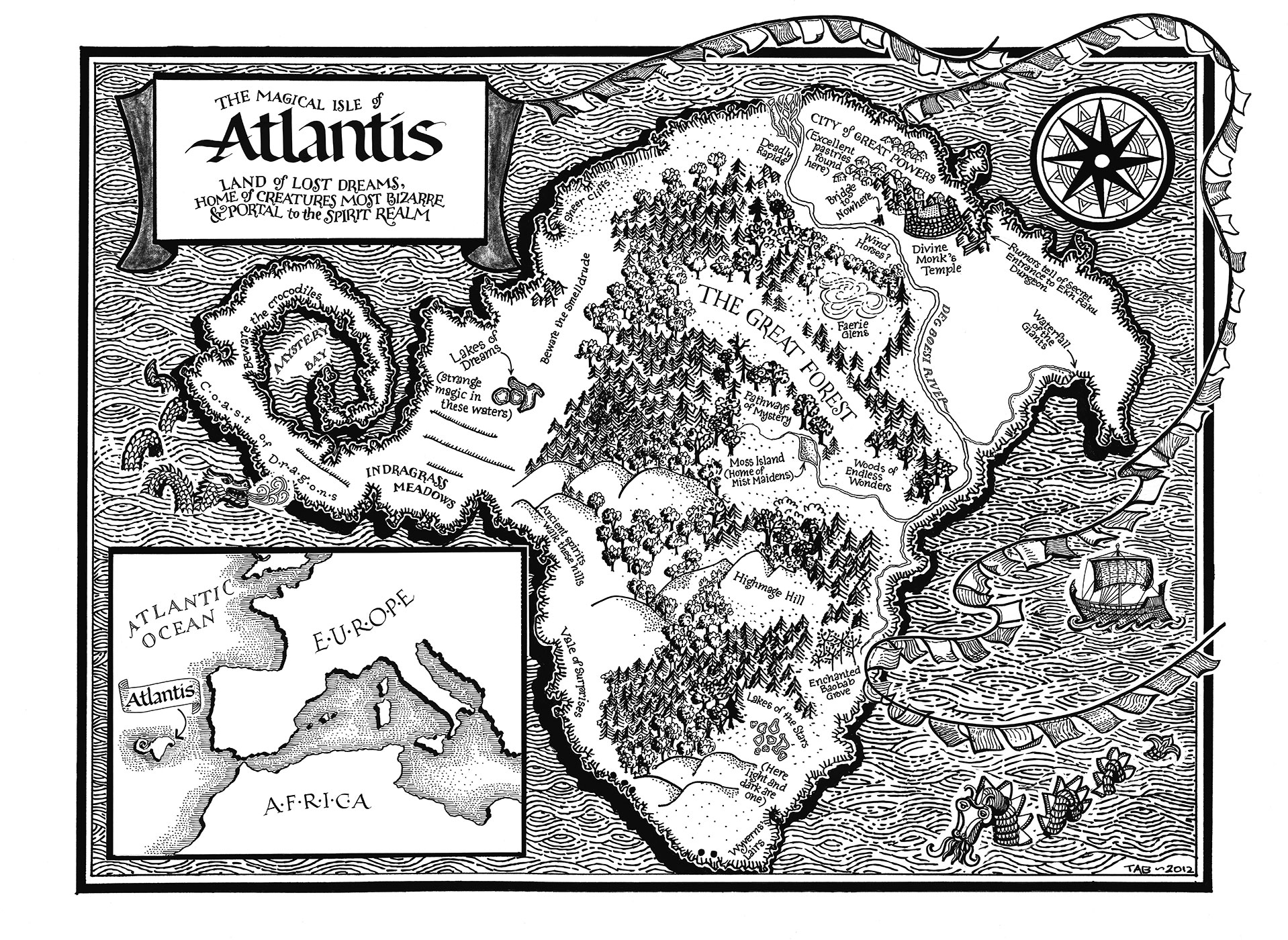 Atlantide Mysterious Ocean Coloring, Coloring Books Adults