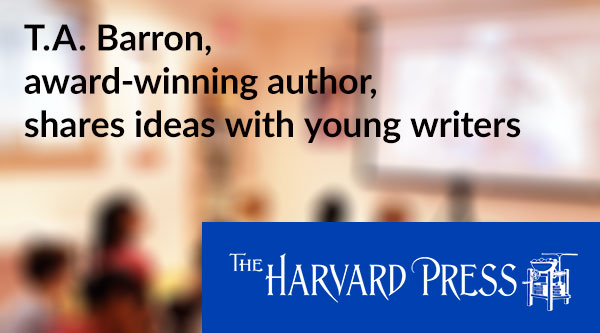 T. A. Barron, award-winning author, shares ideas with young writers